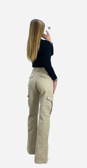 Women’s high waist flap pocket straight leg cargo trouser combats