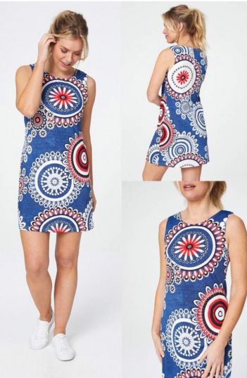 Circle print sleeveless Tunic Dress