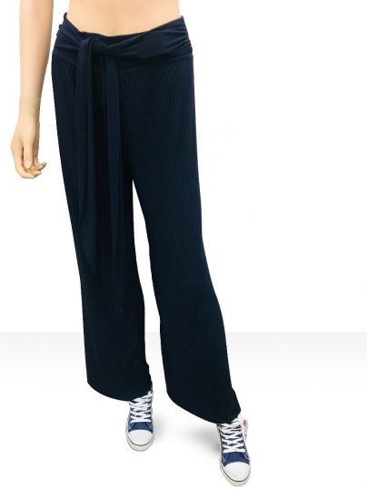 Self fabric pleat flare trouser. Pull on trouser