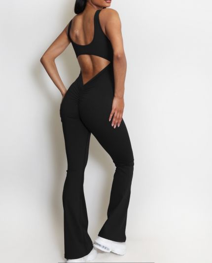 Women’s Sleeveless Trendy , sexy cut out back ruched push up Jumpsuit