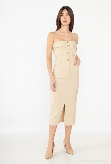 Women’s Cargo style Bandeau Midi Dress 