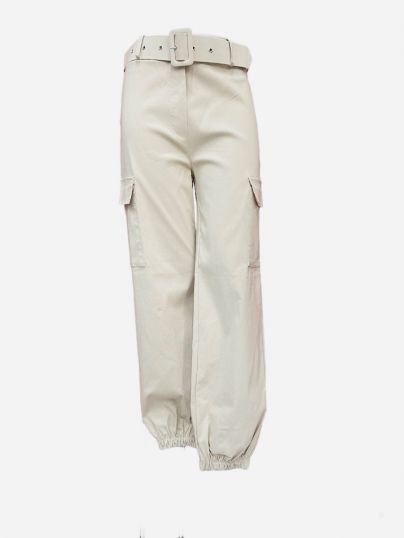 Women’s loose fit elasticated back cuffed bottom belted cargo trousers